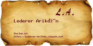 Lederer Arikán névjegykártya